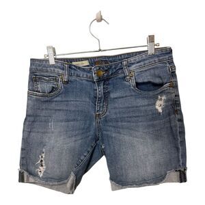 KUT from the Kloth Boyfriend Denim Shorts Size 6 Distressed Cuffed Blue